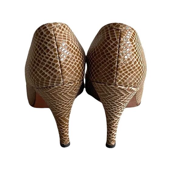 CALDERONE Vintage Tan Snake Embossed Leather Pumps Tan 6.5 - Picture 10 of 13